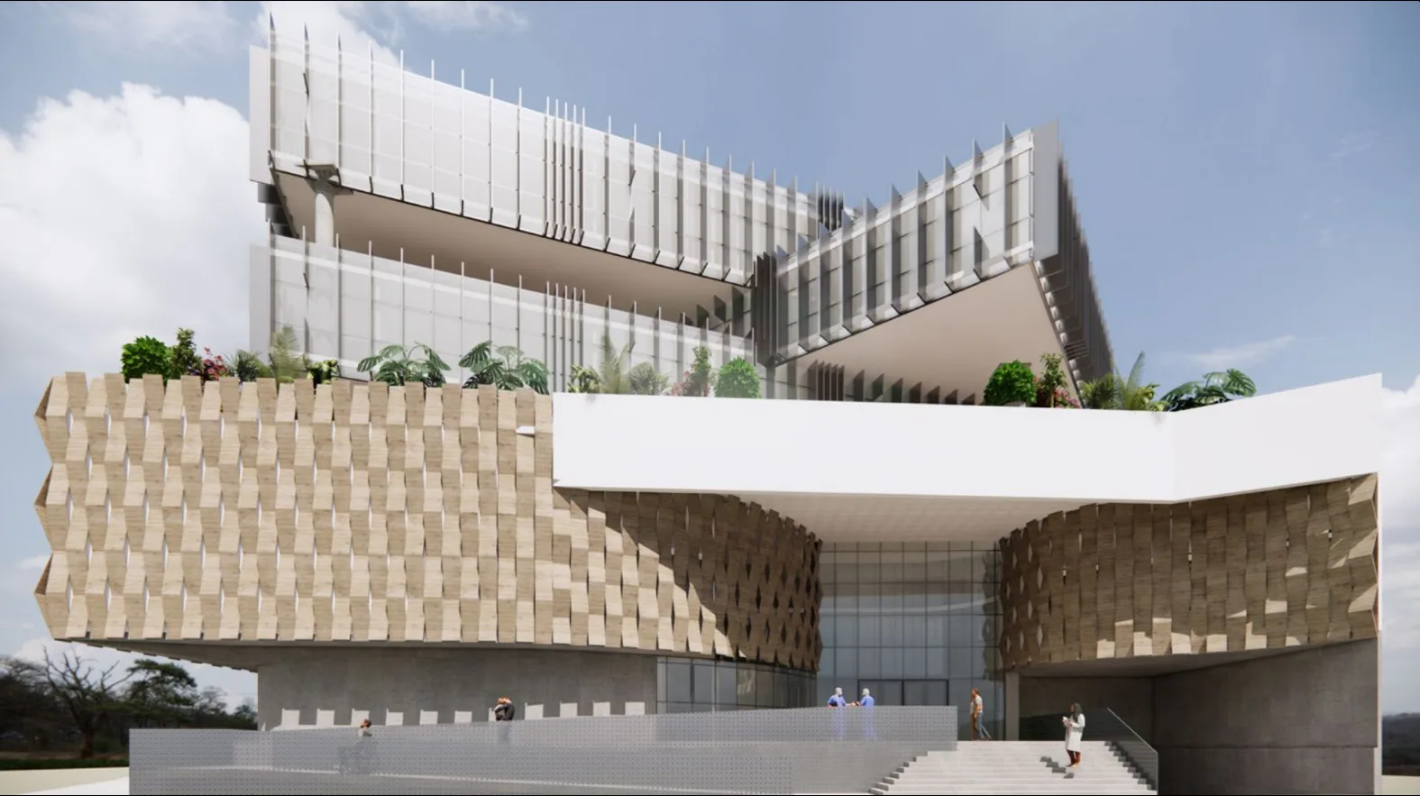 Fachada edificio multifamiliar con ritmo de ventanas